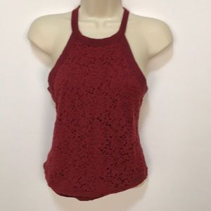 Burgundy Hollister t back tank top crochet XS